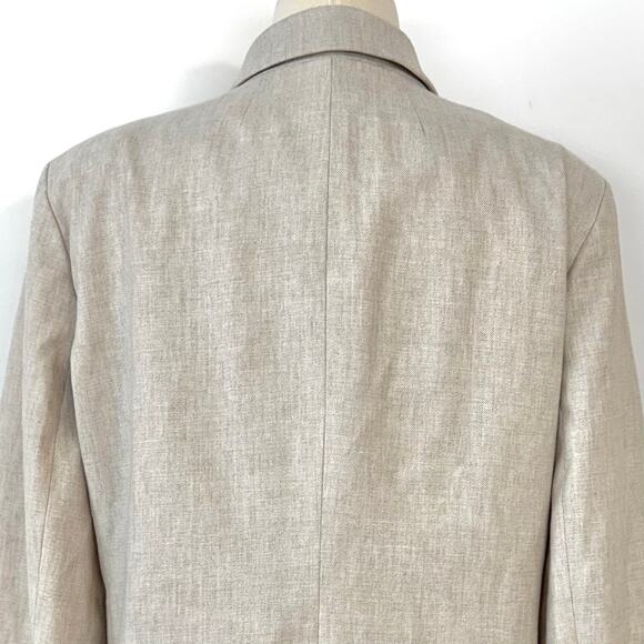 J. Crew Helena Linen Blend Long Sleeve One-Button in Flax/Ivory 22 NWT - Picture 9 of 12